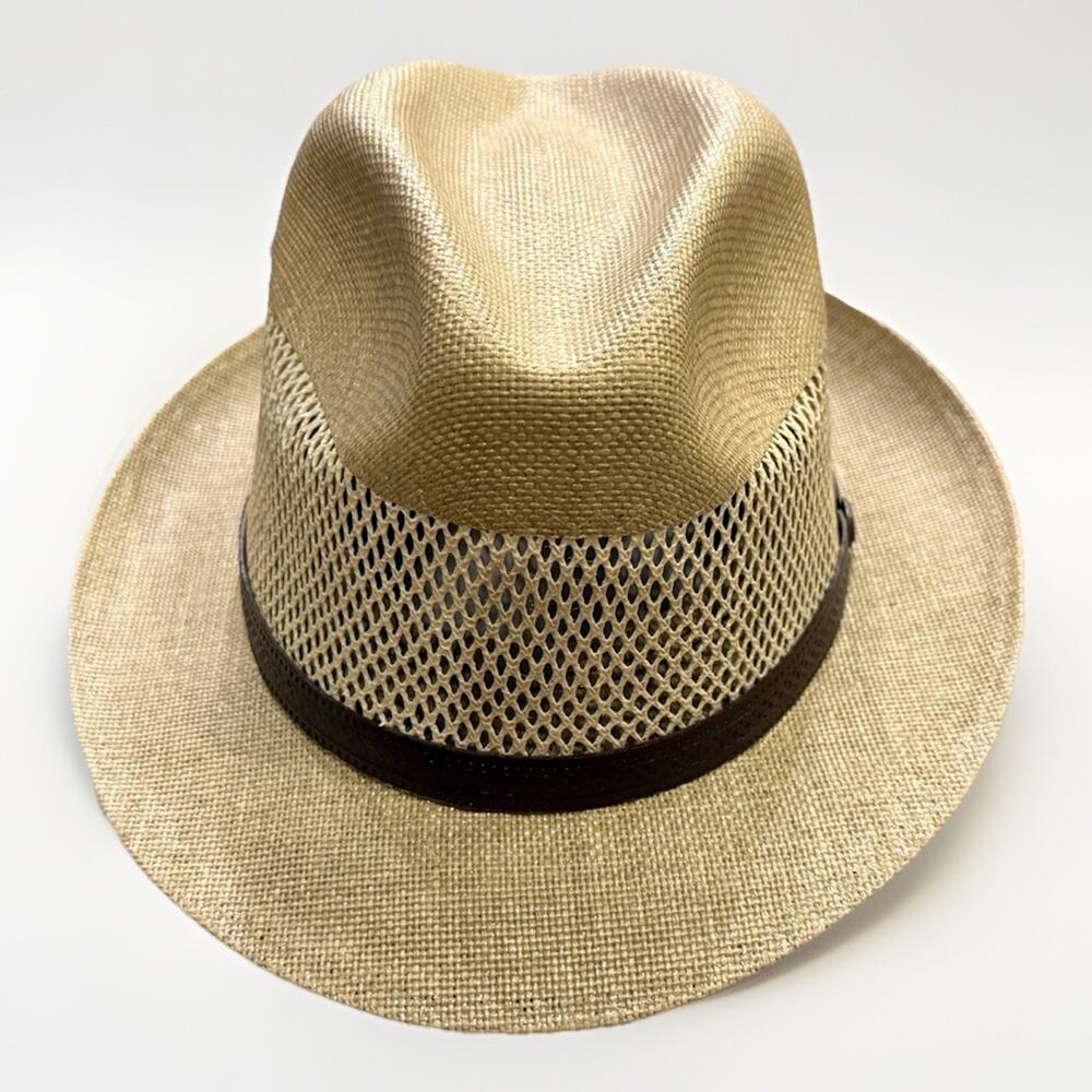 American Hat Makers Mens Tan Straw Hat Size M Medium Cap 7-7 1/8 56-57 CM